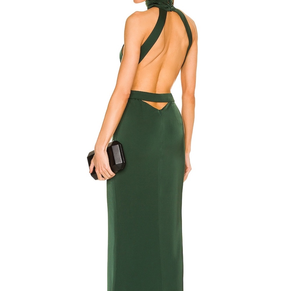 Elegant emerald Green backless Halter Dress